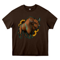 Chocolate Brown Western  Bison Heavy Core Tee - Jasminsmagicworld