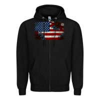 Black Distressed Sunflower American Flag Zipper Hoodie - Jasminsmagicworld