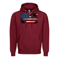Burgundy Distressed Sunflower American Flag Zipper Hoodie - Jasminsmagicworld
