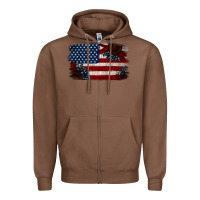 Chestnut Distressed Sunflower American Flag Zipper Hoodie - Jasminsmagicworld