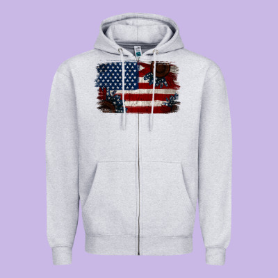 Distressed Sunflower American Flag Zipper Hoodie Designed By Jasminsmagicworld