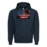 Navy Distressed Sunflower American Flag Zipper Hoodie - Jasminsmagicworld