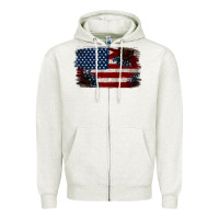 Oatmeal Heather Distressed Sunflower American Flag Zipper Hoodie - Jasminsmagicworld