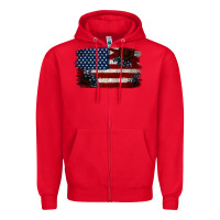 Red Distressed Sunflower American Flag Zipper Hoodie - Jasminsmagicworld