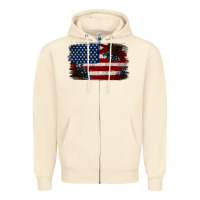 Sandshell Distressed Sunflower American Flag Zipper Hoodie - Jasminsmagicworld