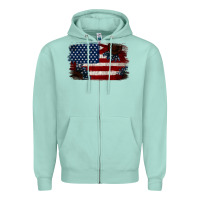 Seafoam Distressed Sunflower American Flag Zipper Hoodie - Jasminsmagicworld