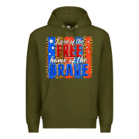 Army Green Land of the Free 4th of July Brushstroke Premium Hoodie - Jasminsmagicworld