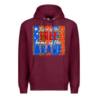 Burgundy Land of the Free 4th of July Brushstroke Premium Hoodie - Jasminsmagicworld