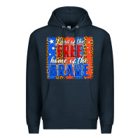 Navy Land of the Free 4th of July Brushstroke Premium Hoodie - Jasminsmagicworld