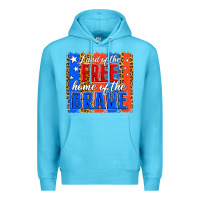 Ocean Blue Land of the Free 4th of July Brushstroke Premium Hoodie - Jasminsmagicworld