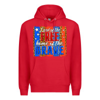 Red Land of the Free 4th of July Brushstroke Premium Hoodie - Jasminsmagicworld