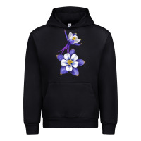 Black Colorado Rocky Mountain Columbine Flower Urban Hoodie - RanaPortraitStore