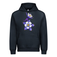 Navy Colorado Rocky Mountain Columbine Flower Urban Hoodie - RanaPortraitStore