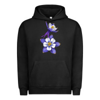 Pigment Black Colorado Rocky Mountain Columbine Flower Urban Hoodie - RanaPortraitStore