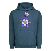 Pigment Midnight Navy Colorado Rocky Mountain Columbine Flower Urban Hoodie - RanaPortraitStore