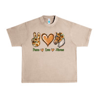French Oak Peace Love Horses Urban Heavy Tee - Jasminsmagicworld