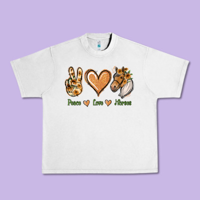 Peace Love Horses Urban Heavy Tee Designed By Jasminsmagicworld