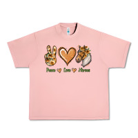 Salmon Peace Love Horses Urban Heavy Tee - Jasminsmagicworld