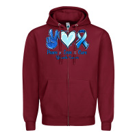 Burgundy Peace Love Cure Stomach Cancer Zipper Hoodie - Jasminsmagicworld