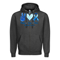 Charcoal Heather Peace Love Cure Stomach Cancer Zipper Hoodie - Jasminsmagicworld