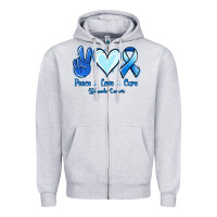 Heather Grey Peace Love Cure Stomach Cancer Zipper Hoodie - Jasminsmagicworld