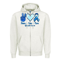 Oatmeal Heather Peace Love Cure Stomach Cancer Zipper Hoodie - Jasminsmagicworld