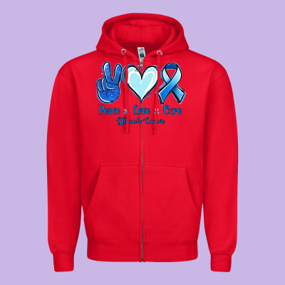 Peace Love Cure Stomach Cancer Zipper Hoodie Designed By Jasminsmagicworld