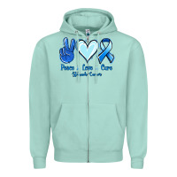 Seafoam Peace Love Cure Stomach Cancer Zipper Hoodie - Jasminsmagicworld