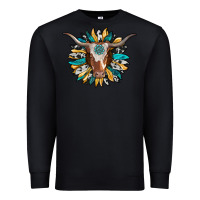 Black texas longhorn sunflower background Premium Sweatshirt - RanaPortraitStore