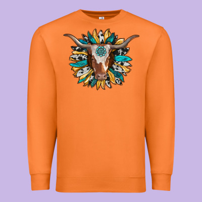 Texas Longhorn Sunflower Background Premium Sweatshirt Designed By Ranaportraitstore