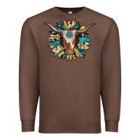 Chestnut texas longhorn sunflower background Premium Sweatshirt - RanaPortraitStore