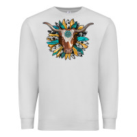 Dove Grey texas longhorn sunflower background Premium Sweatshirt - RanaPortraitStore