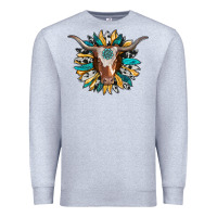 Heather Grey texas longhorn sunflower background Premium Sweatshirt - RanaPortraitStore