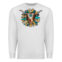 Oatmeal Heather texas longhorn sunflower background Premium Sweatshirt - RanaPortraitStore