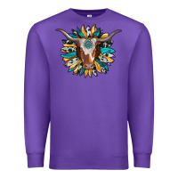 Purple texas longhorn sunflower background Premium Sweatshirt - RanaPortraitStore