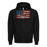 Black God Bless America Distressed Flag Zipper Hoodie - Jasminsmagicworld