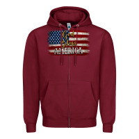 Burgundy God Bless America Distressed Flag Zipper Hoodie - Jasminsmagicworld