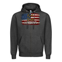 Charcoal Heather God Bless America Distressed Flag Zipper Hoodie - Jasminsmagicworld