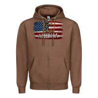 Chestnut God Bless America Distressed Flag Zipper Hoodie - Jasminsmagicworld