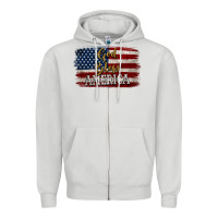 Dove Grey God Bless America Distressed Flag Zipper Hoodie - Jasminsmagicworld