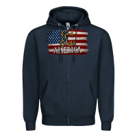 Navy God Bless America Distressed Flag Zipper Hoodie - Jasminsmagicworld