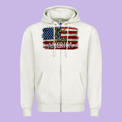 God Bless America Distressed Flag Zipper Hoodie Designed By Jasminsmagicworld