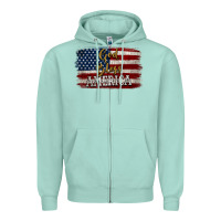 Seafoam God Bless America Distressed Flag Zipper Hoodie - Jasminsmagicworld