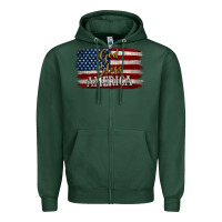Sports Green God Bless America Distressed Flag Zipper Hoodie - Jasminsmagicworld