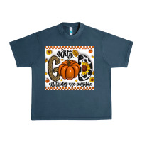 Midnight Navy With God All Things Are Possible Urban Heavy Tee - CowhideDigitalArt