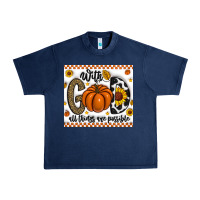 Navy With God All Things Are Possible Urban Heavy Tee - CowhideDigitalArt