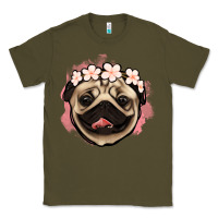 Army Green pug floral Classic Tee - Jasminsmagicworld