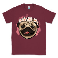 Burgundy pug floral Classic Tee - Jasminsmagicworld