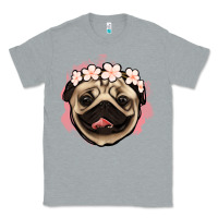 Heather Grey pug floral Classic Tee - Jasminsmagicworld