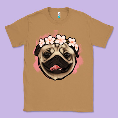 Pug Floral Classic Tee Designed By Jasminsmagicworld
